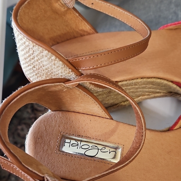 Halogen Red Espadrille Wedge Sandals with Tan Ankle Strap Never Worn Size 6.5M - Picture 4 of 12